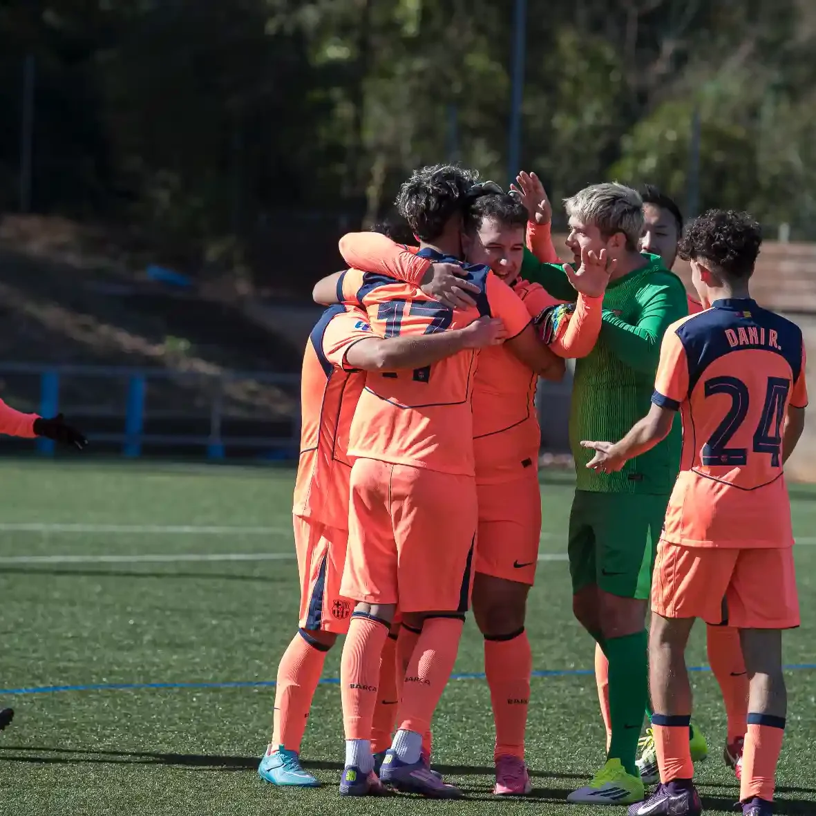 Celebració d’un gol del Barça Genuine / Fotografia: Sergi Moriana