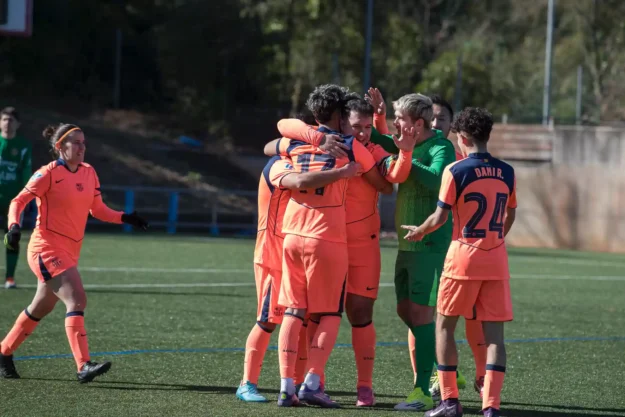 Celebració d’un gol del Barça Genuine / Fotografia: Sergi Moriana
