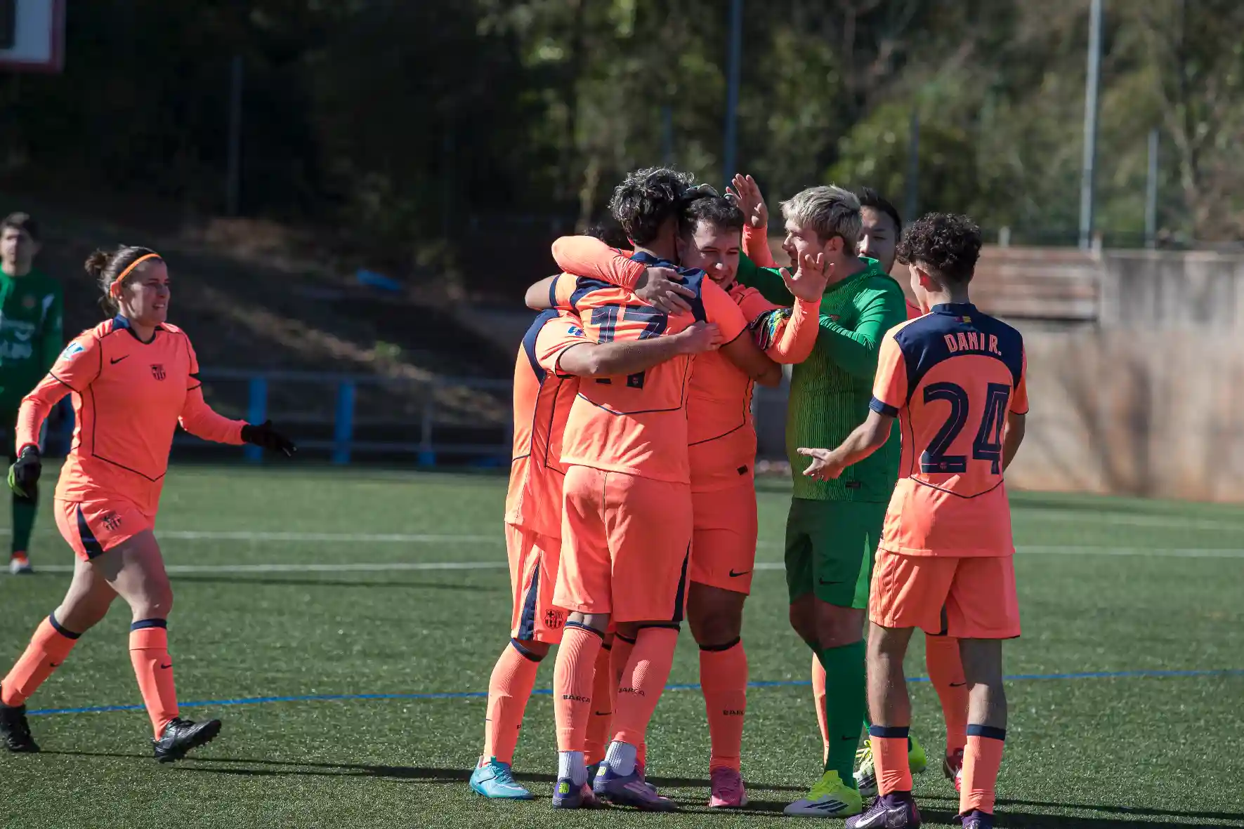 Celebració d’un gol del Barça Genuine / Fotografia: Sergi Moriana